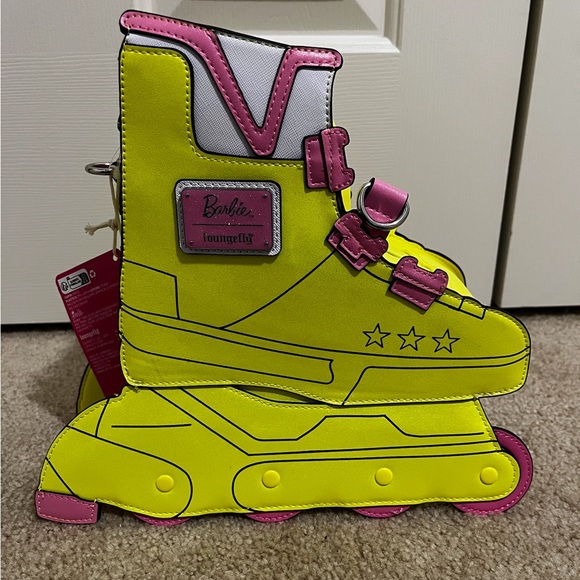 Loungefly 65TH Anniversary Barbie Neon Yellow Pink Skate Bag AMC Mattel NWT - Picture 2 of 9